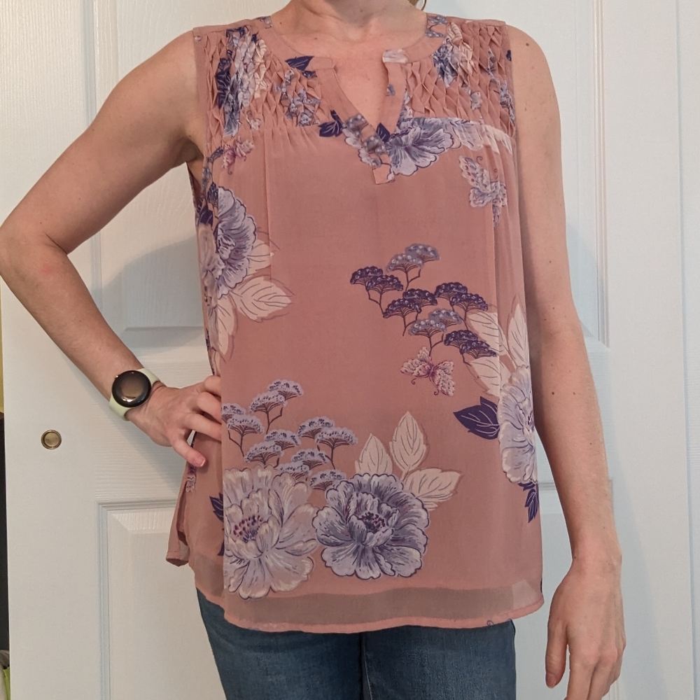 NWT | Daniel Rainn | Carin Smocked Bib Blouse | Blush | SP